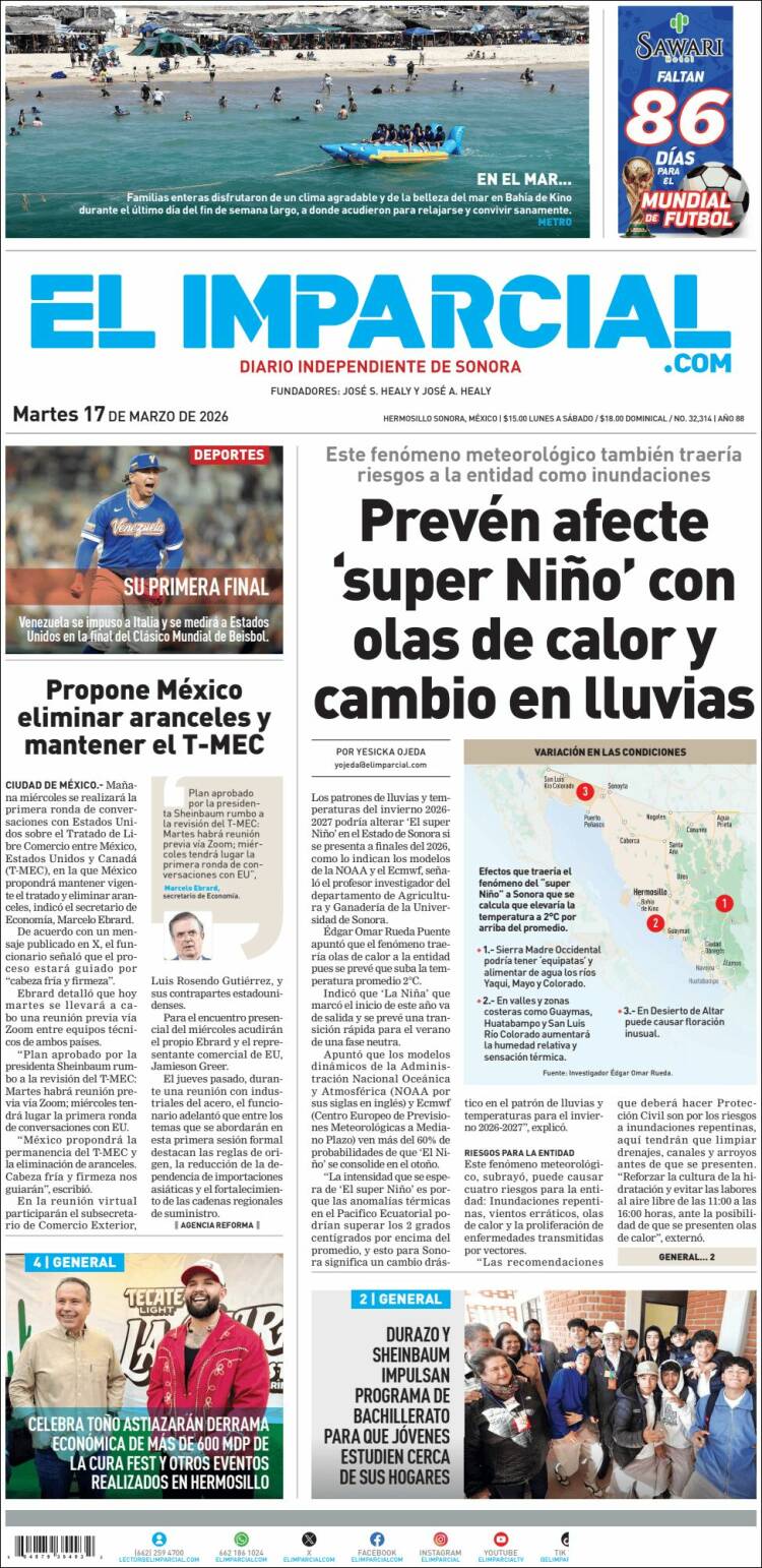 Portada de El Imparcial (M&eacute;xico)