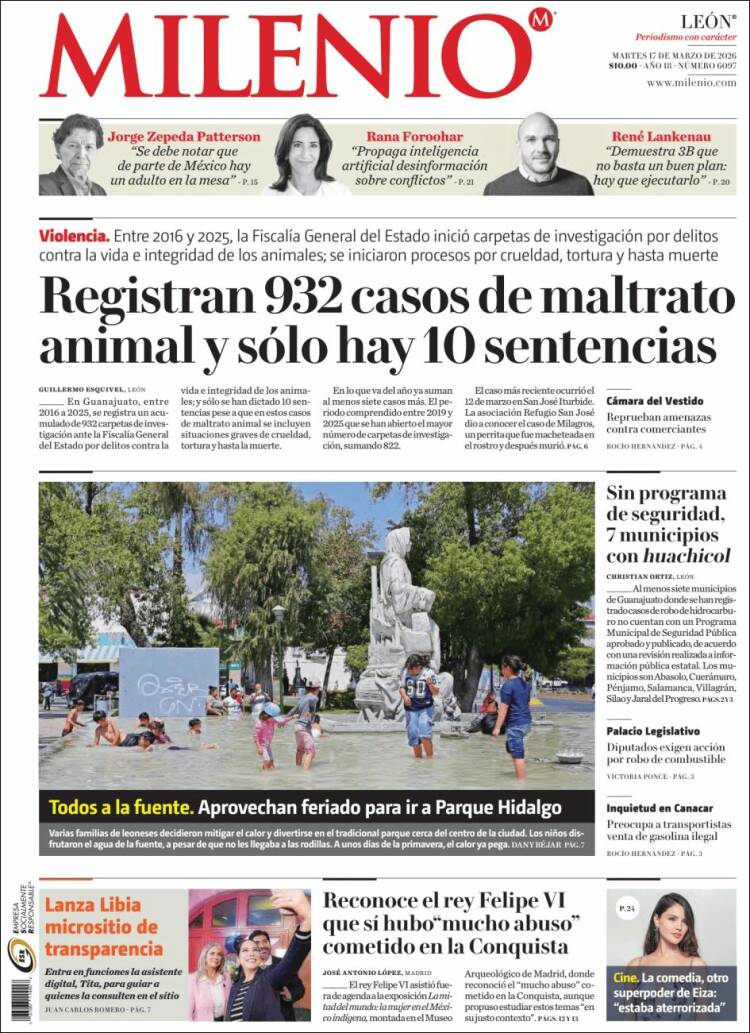 Portada de Milenio de León (M&eacute;xico)