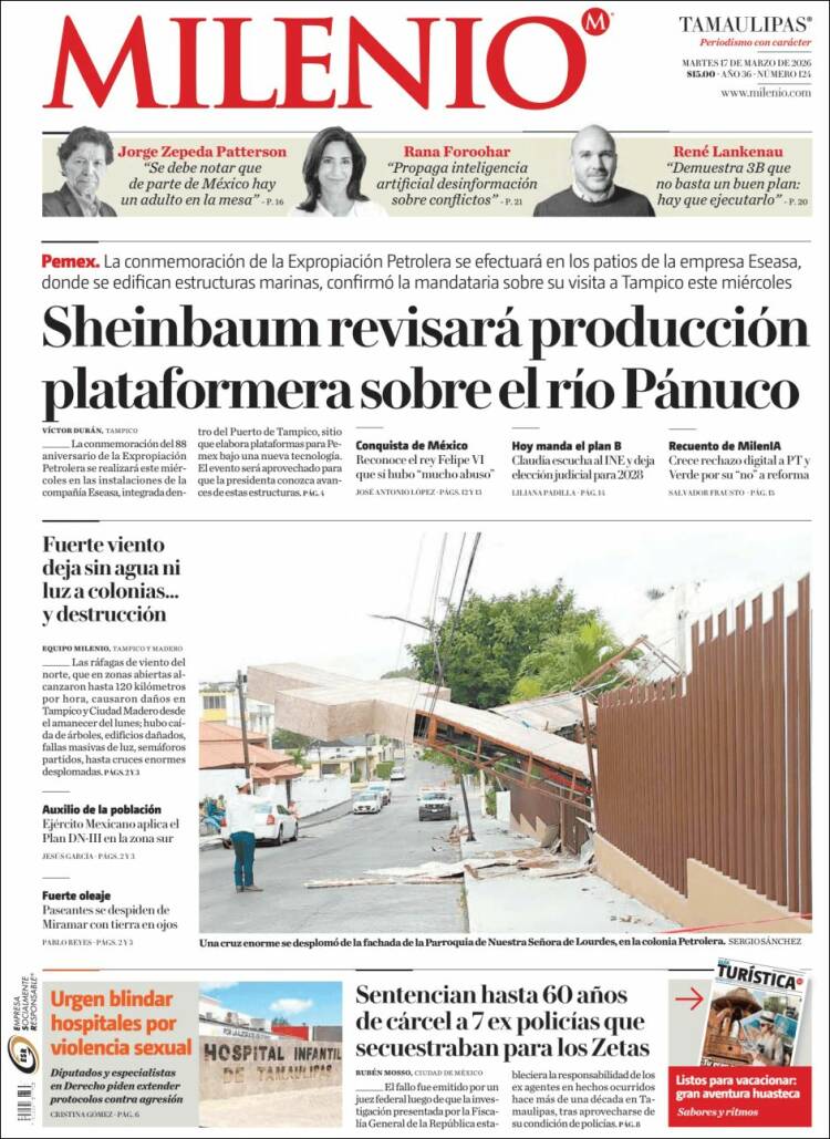 Portada de Milenio - Tamaulipas (M&eacute;xico)
