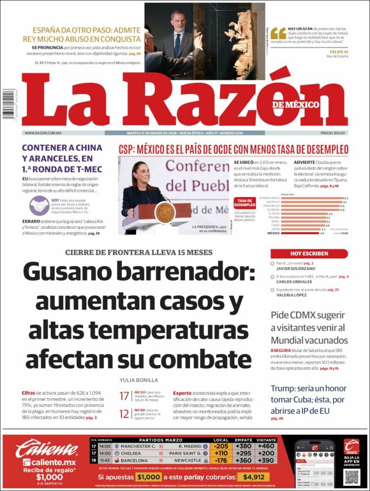 Portada de La Razón (M&eacute;xico)