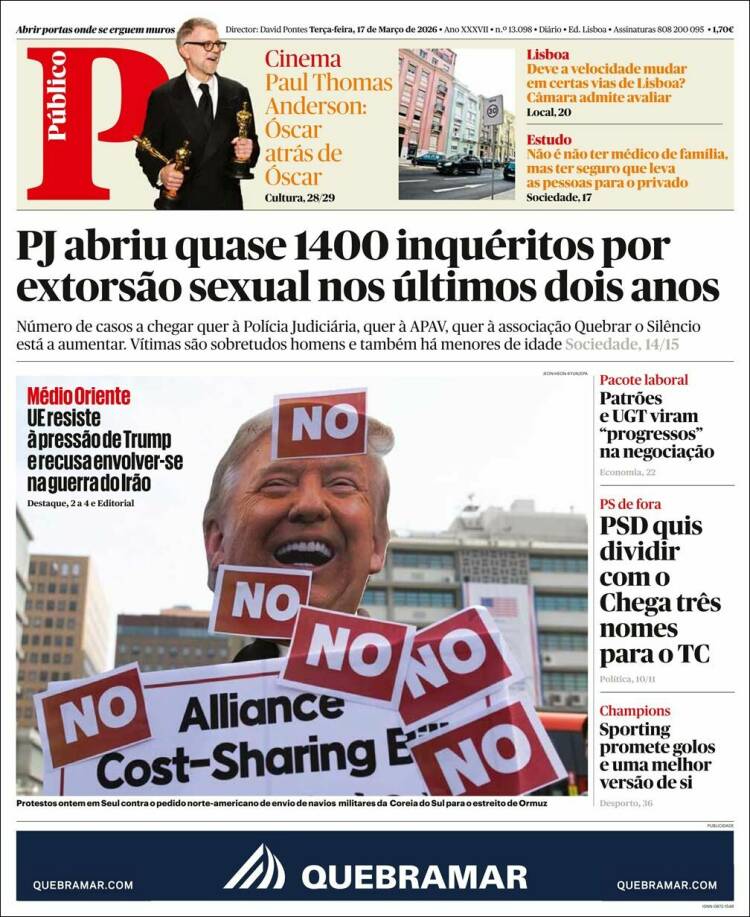 Portada de Público (Portugal)