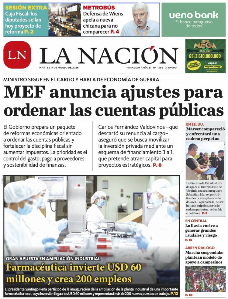 Portada de La Nación (Paraguay)