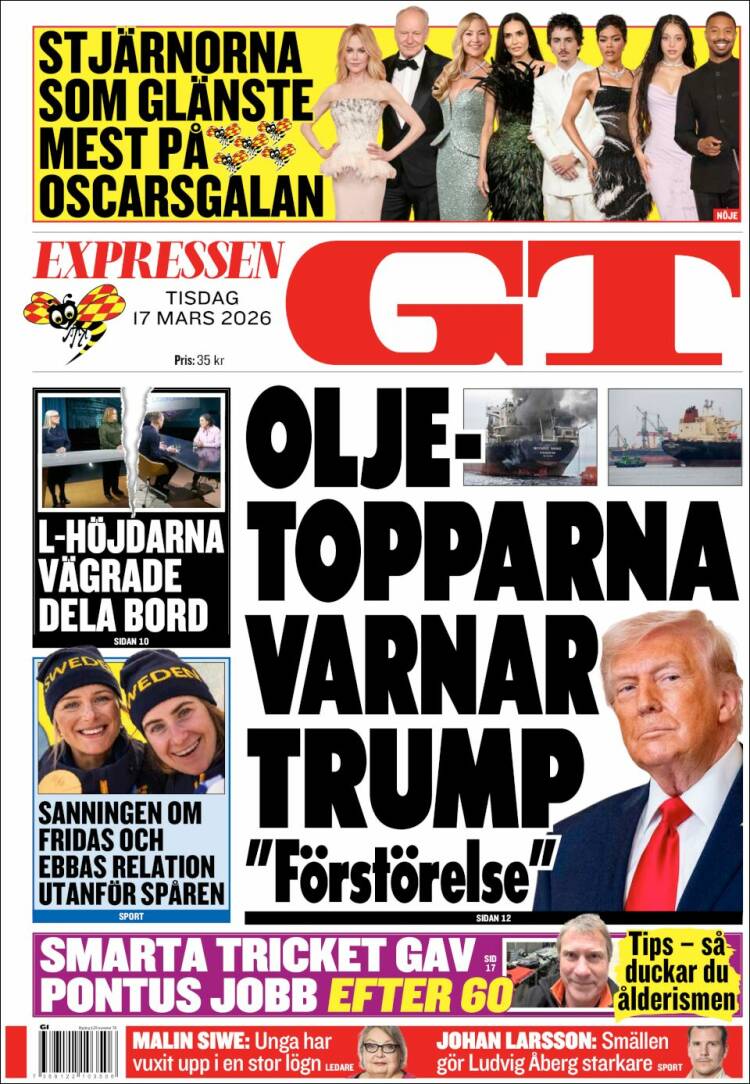 Portada de Göteborgstidningen (Suecia)