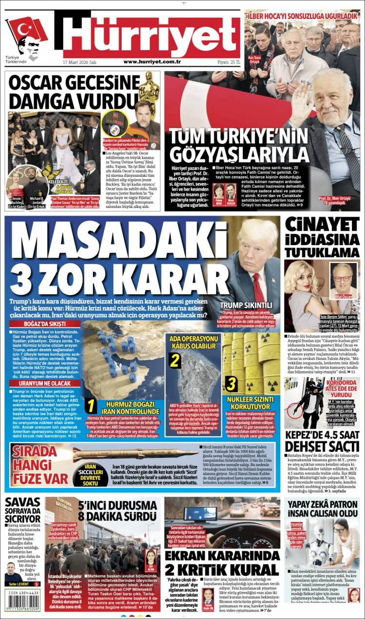 Portada de Hürriyet (Turqu&iacute;a)