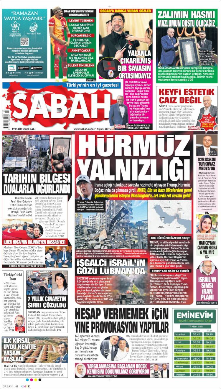 Portada de Sabah (Turqu&iacute;a)