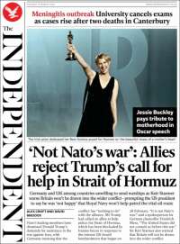 Portada de The Independent (Reino Unido)