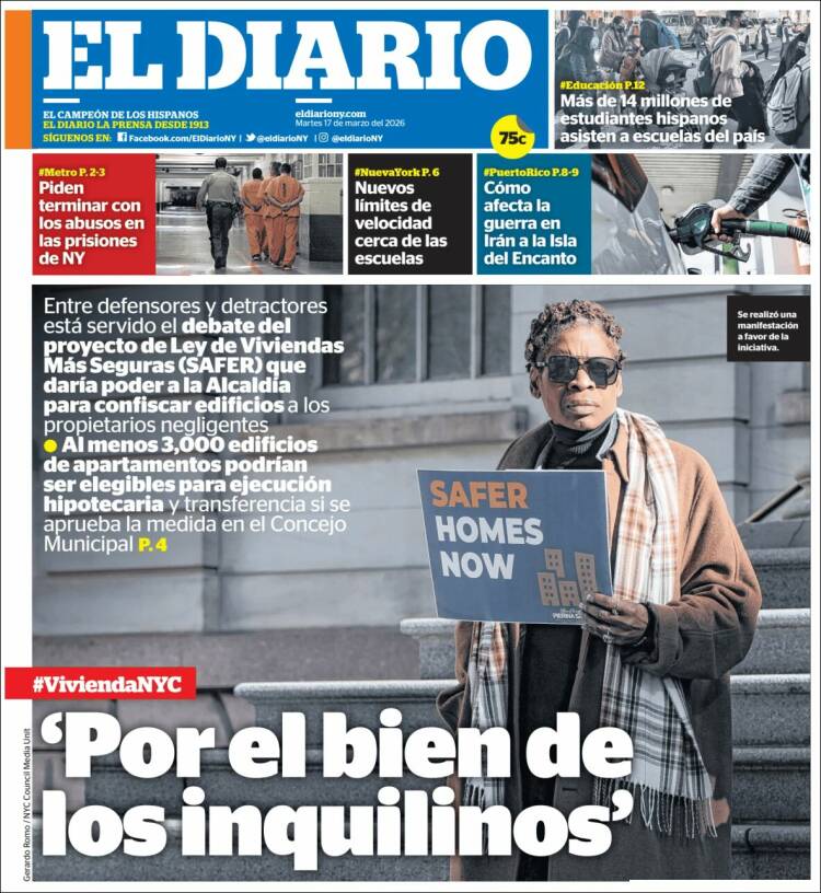 Portada de El Diario NY (USA)