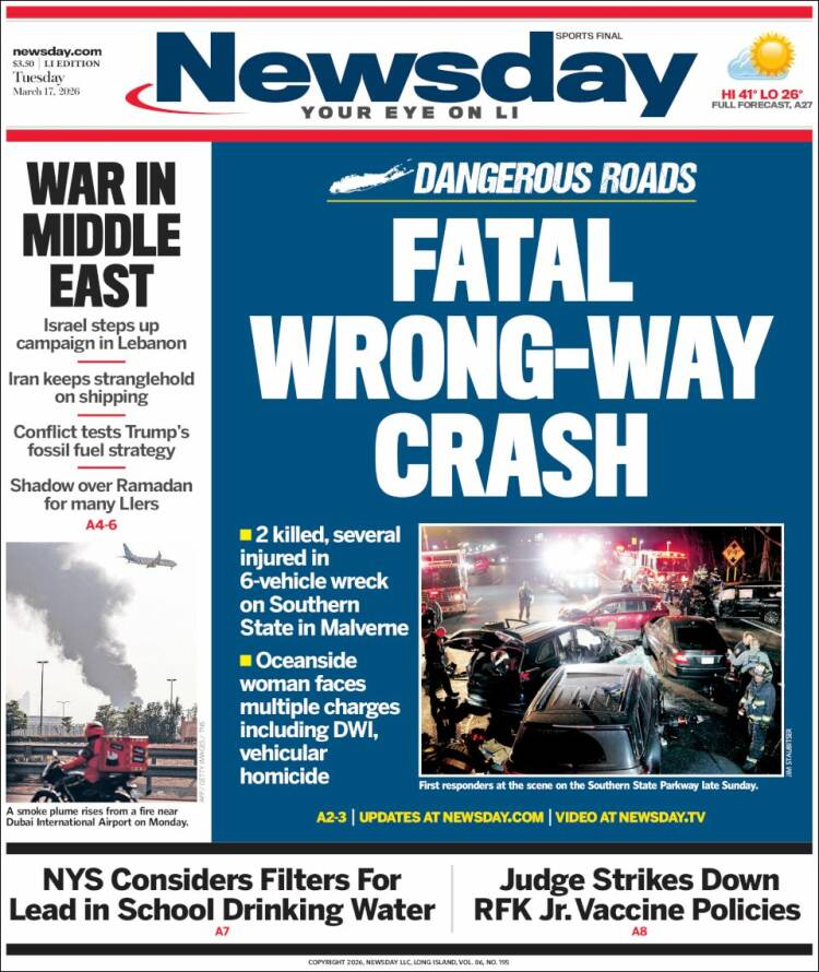 Portada de Newsday (USA)