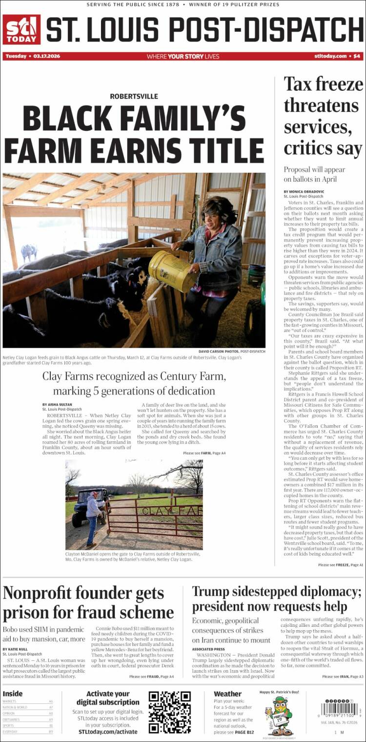 Portada de St. Louis Post-Dispatch (USA)