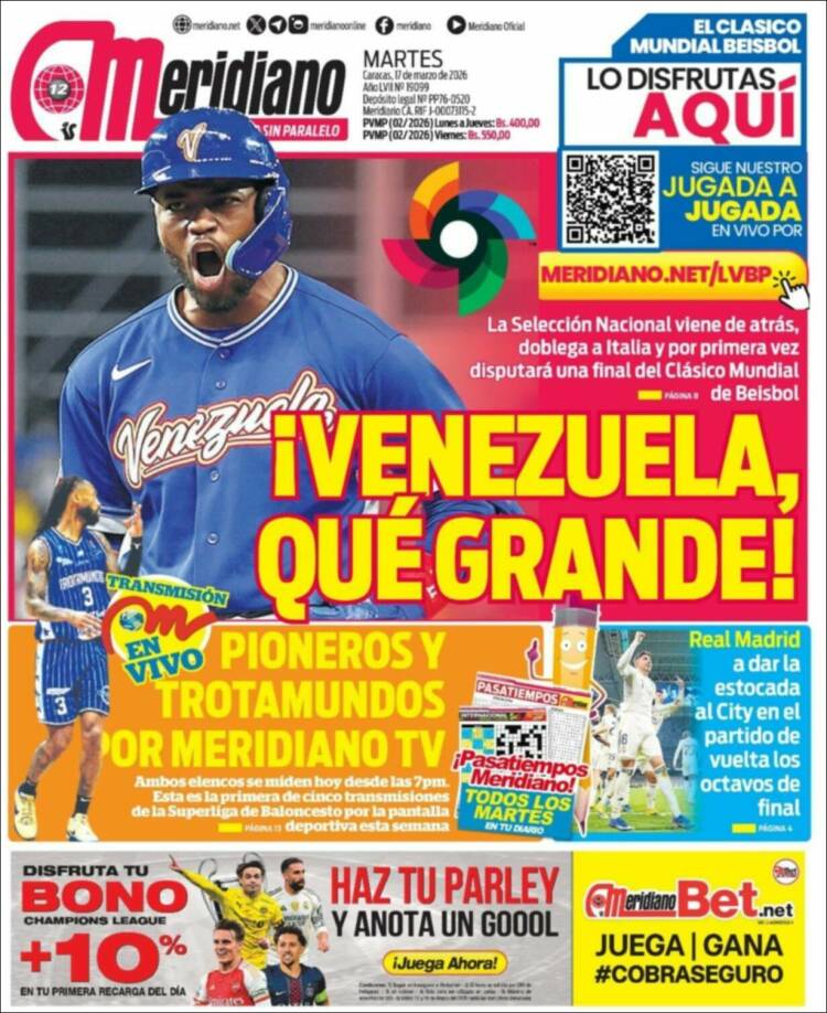 Portada de Meridiano (Venezuela)