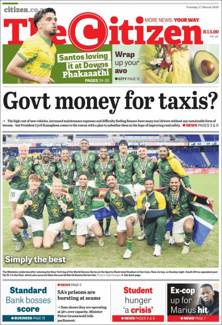 Portada de The Citizen (Sud&aacute;frica)