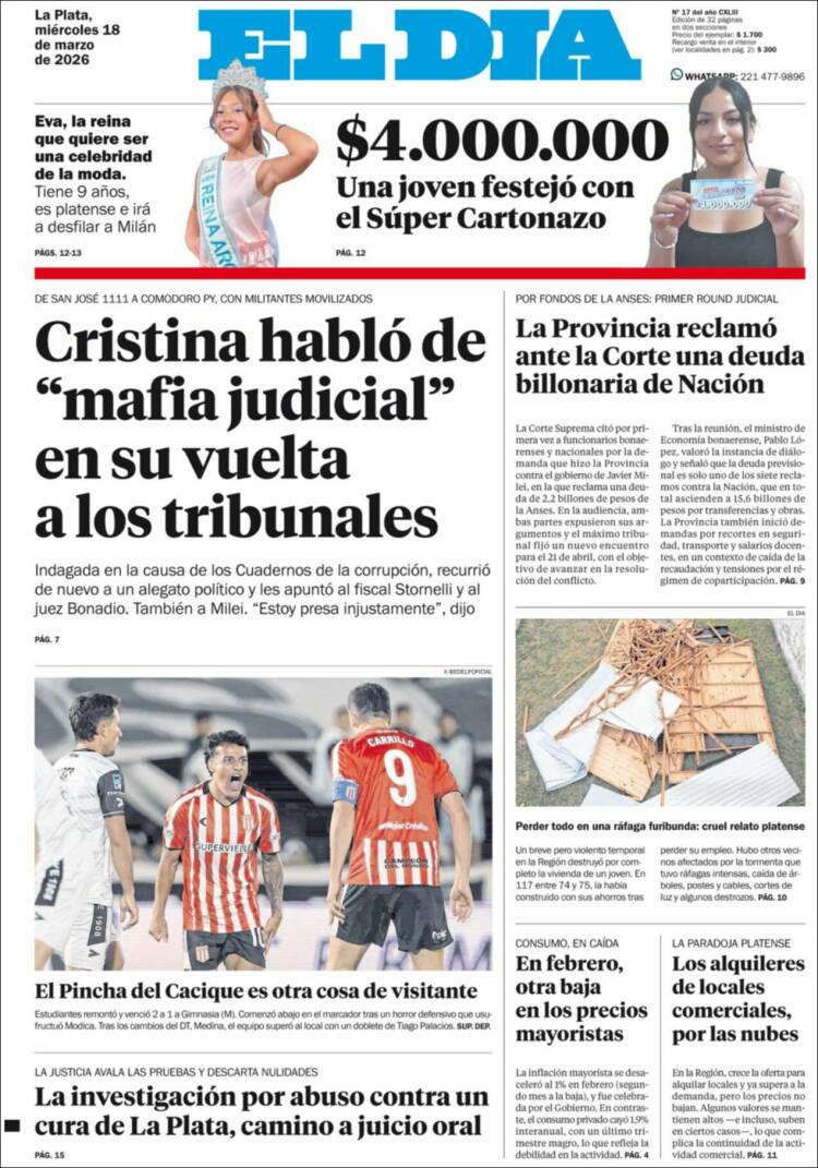 Portada de El Día de la Plata (Argentina)