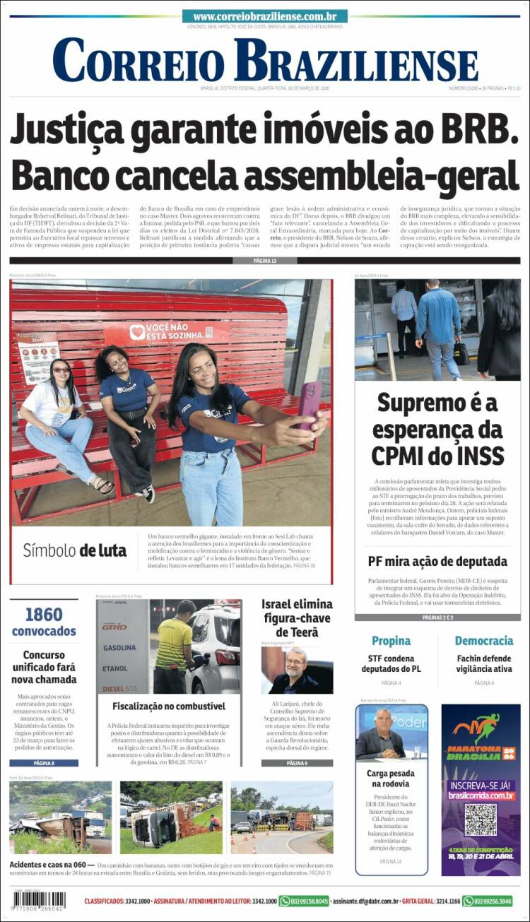 Portada de Correio Braziliense (Brasil)