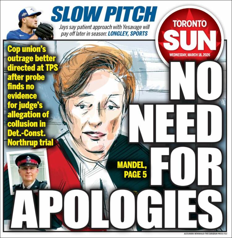 Portada de The Toronto Sun (Canad&aacute;)