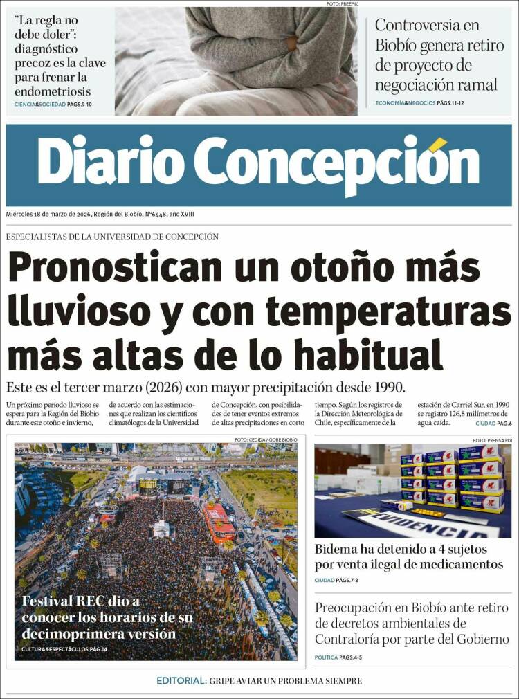 Portada de Diario de Concepción (Chile)