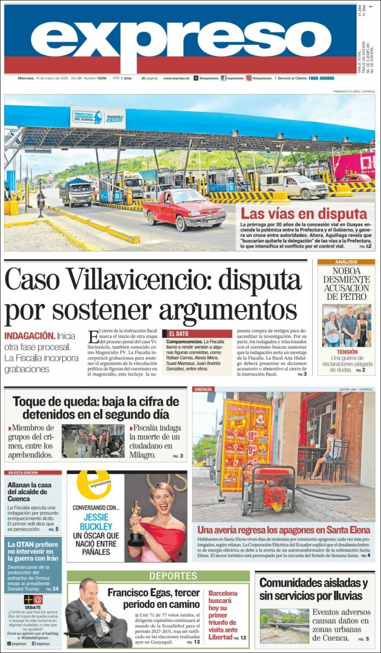 Portada de Expreso (Ecuador)