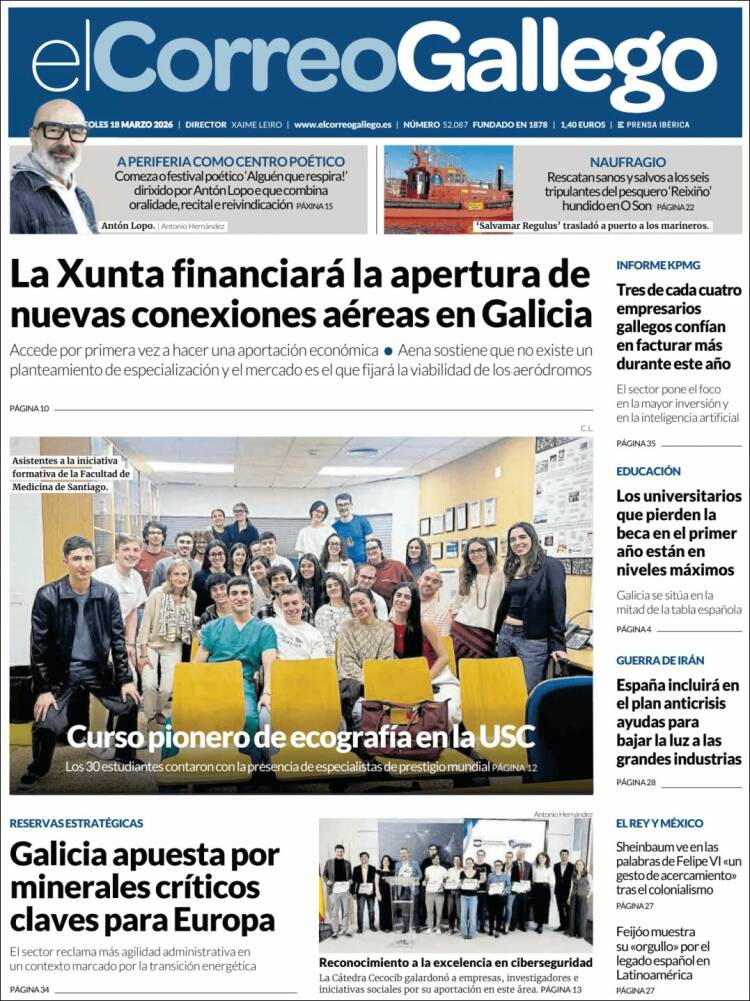 Portada de El Correo Gallego (Espa&ntilde;a)