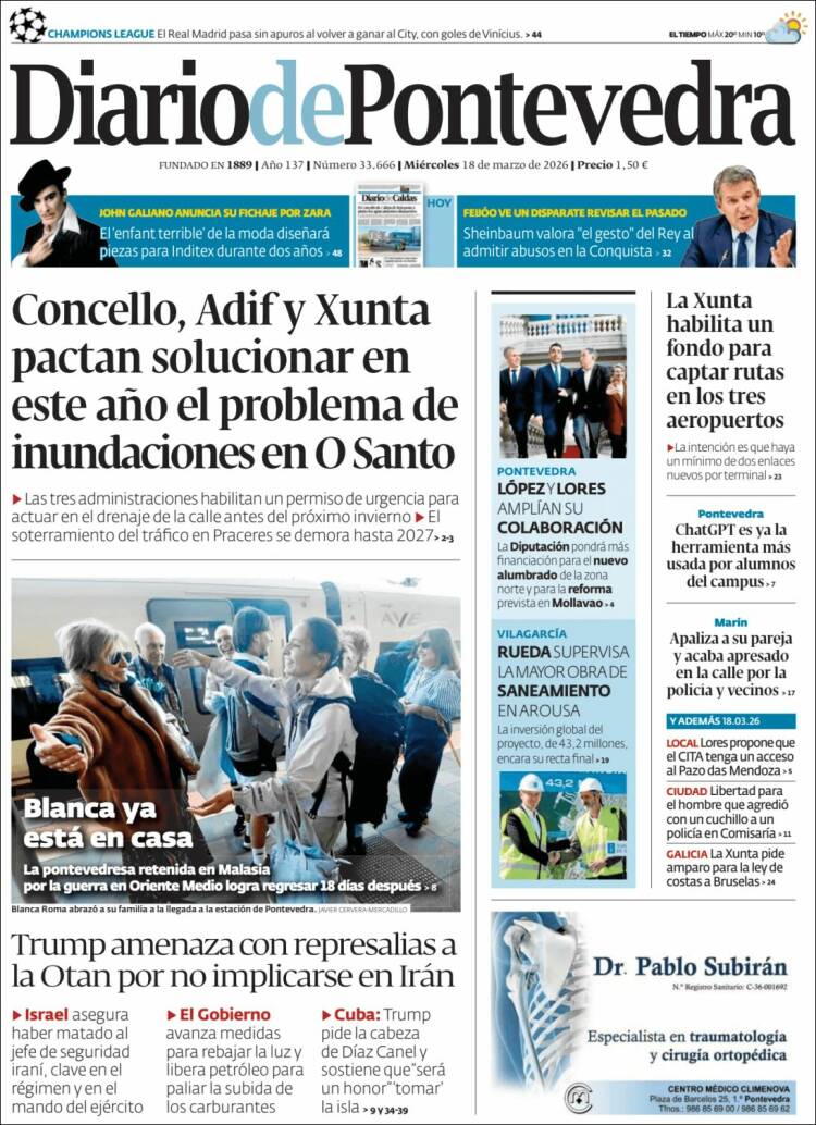Portada de Diario de Pontevedra (Espa&ntilde;a)