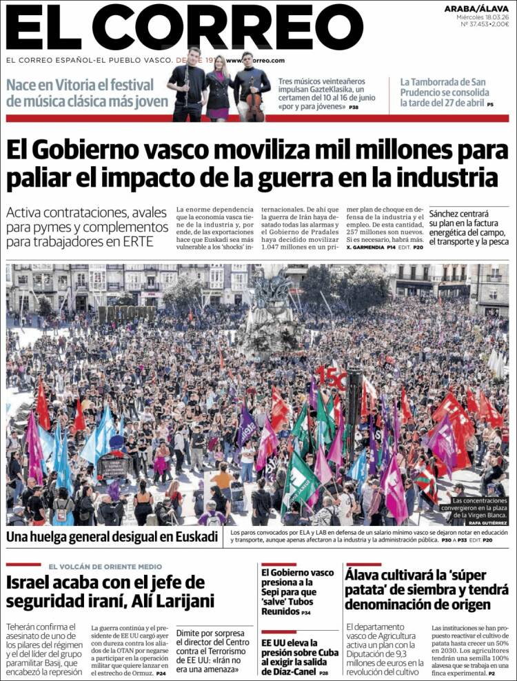 Portada de El Correo - Álava (Espa&ntilde;a)