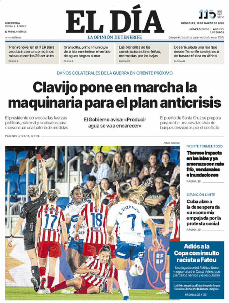 Portada de El Día (Espa&ntilde;a)