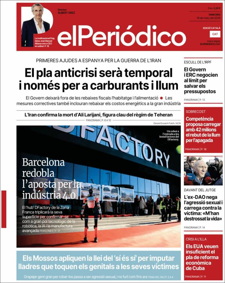 Portada de El Periódico de Catalunya (Espa&ntilde;a)