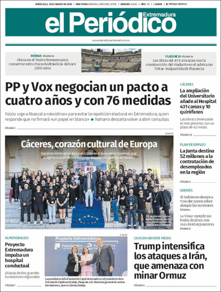 Portada de El Periódico de Extremadura (Espa&ntilde;a)