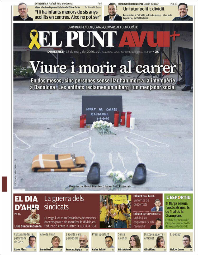 Portada de El Punt Avui (Espa&ntilde;a)