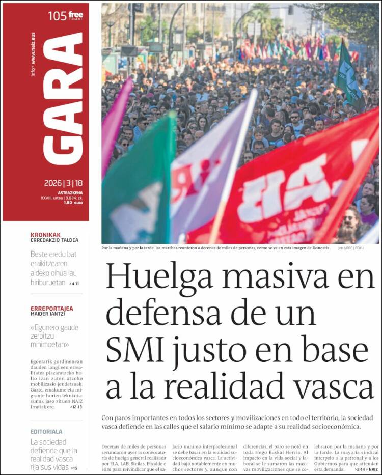 Portada de Gara (Espa&ntilde;a)