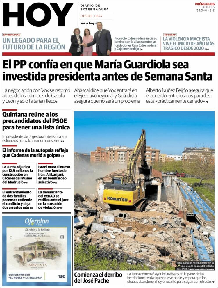 Portada de Hoy - Badajoz (Espa&ntilde;a)