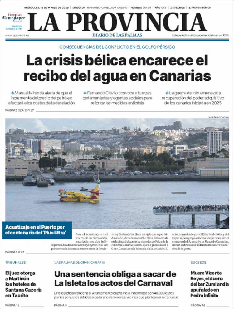 Portada de La Provincia (Espa&ntilde;a)