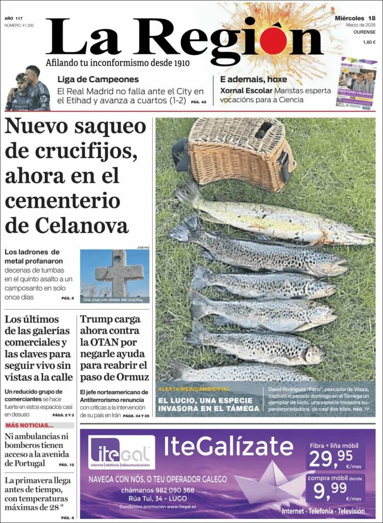 Portada de La Región de Ourense (Espa&ntilde;a)