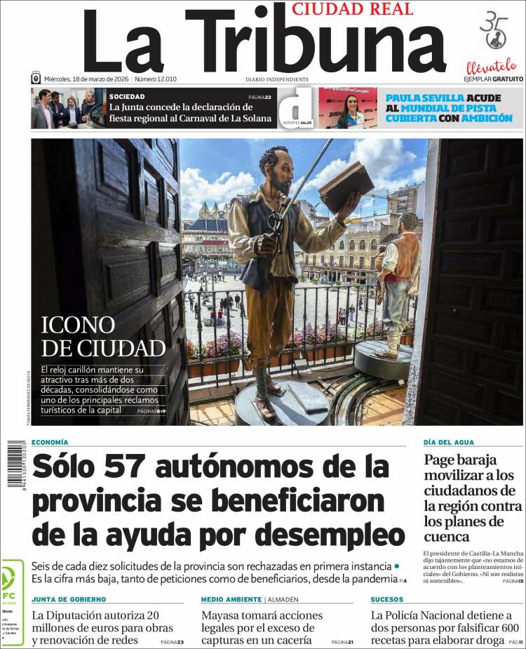 Portada de La Tribuna de Ciudad Real (Espa&ntilde;a)