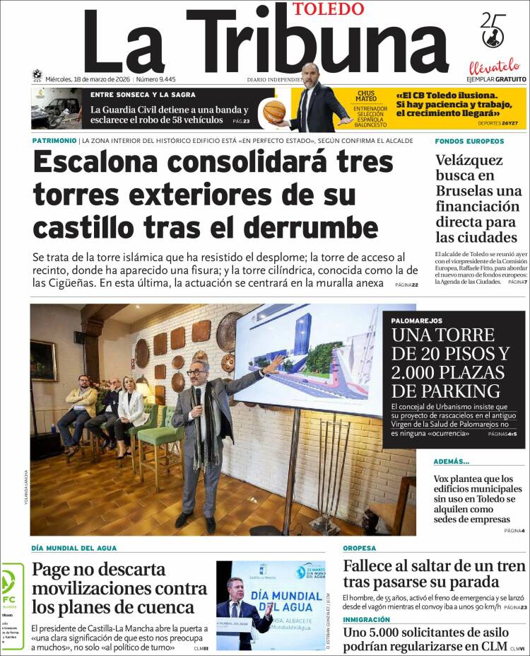 Portada de La Tribuna de Toledo (Espa&ntilde;a)