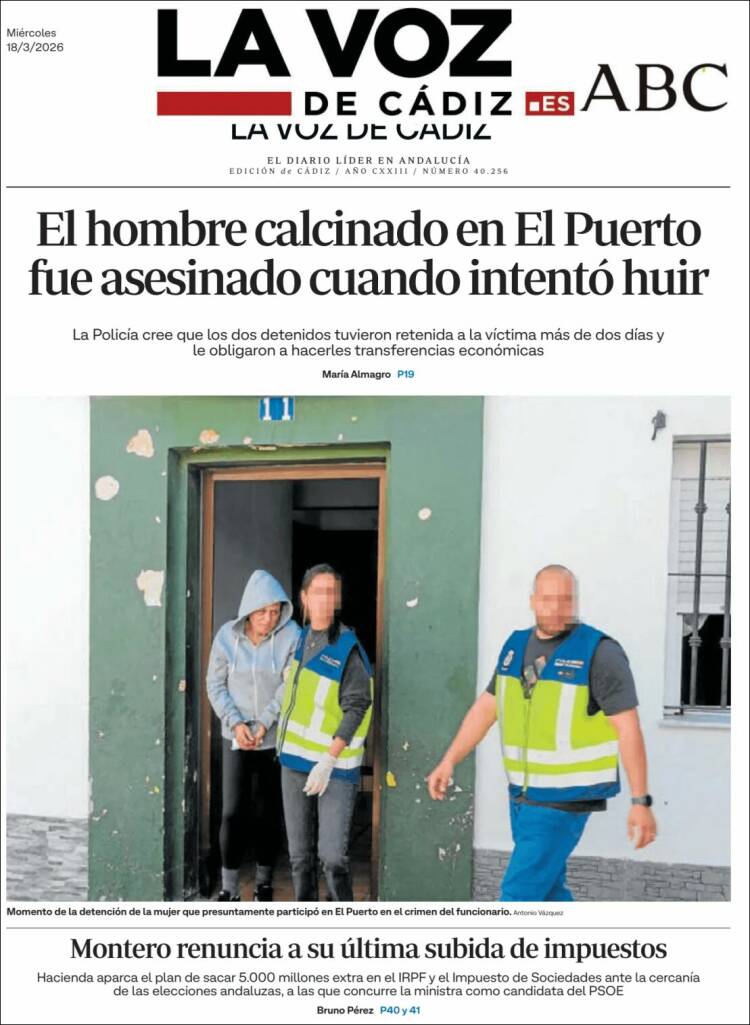 Portada de La Voz de Cádiz (Espa&ntilde;a)