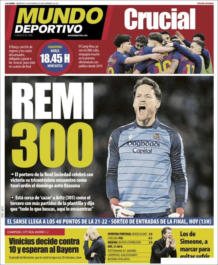 Portada de Mundo Deportivo Gipuzkoa (Espa&ntilde;a)
