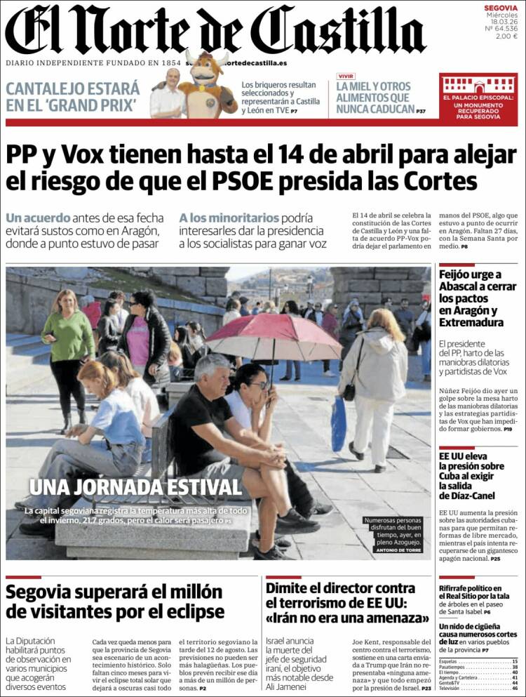 Portada de Norte de Castilla - Segovia (Espa&ntilde;a)