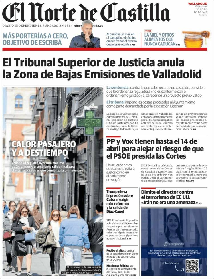 Portada de Norte de Castilla - Valladolid (Espa&ntilde;a)