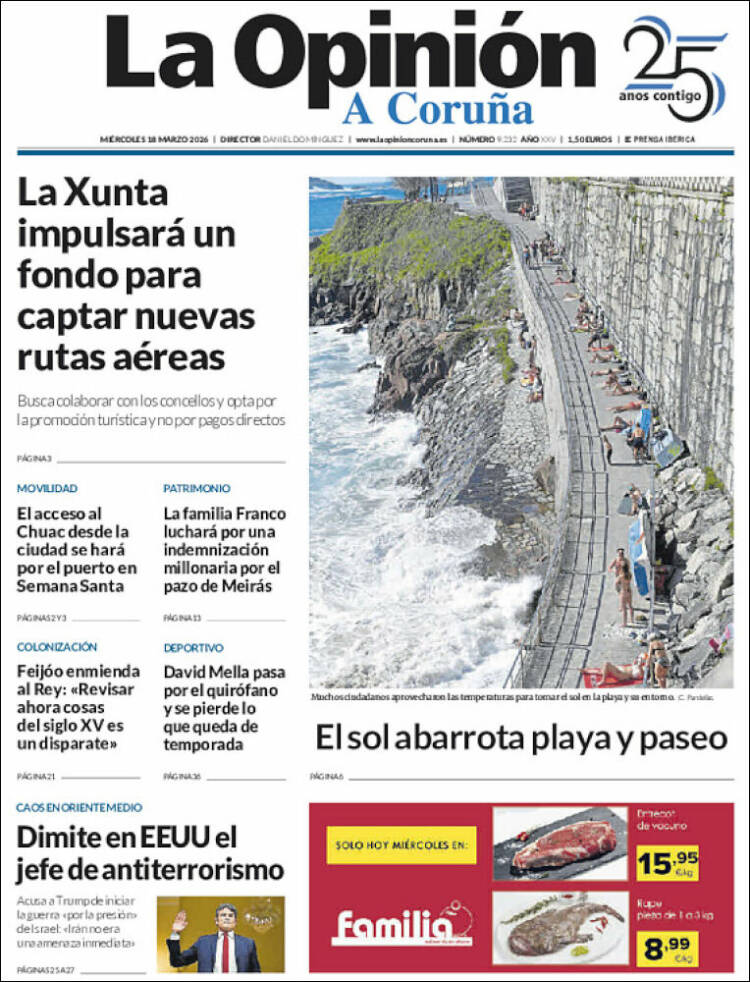 Portada de La Opinión de A Coruña (Espa&ntilde;a)