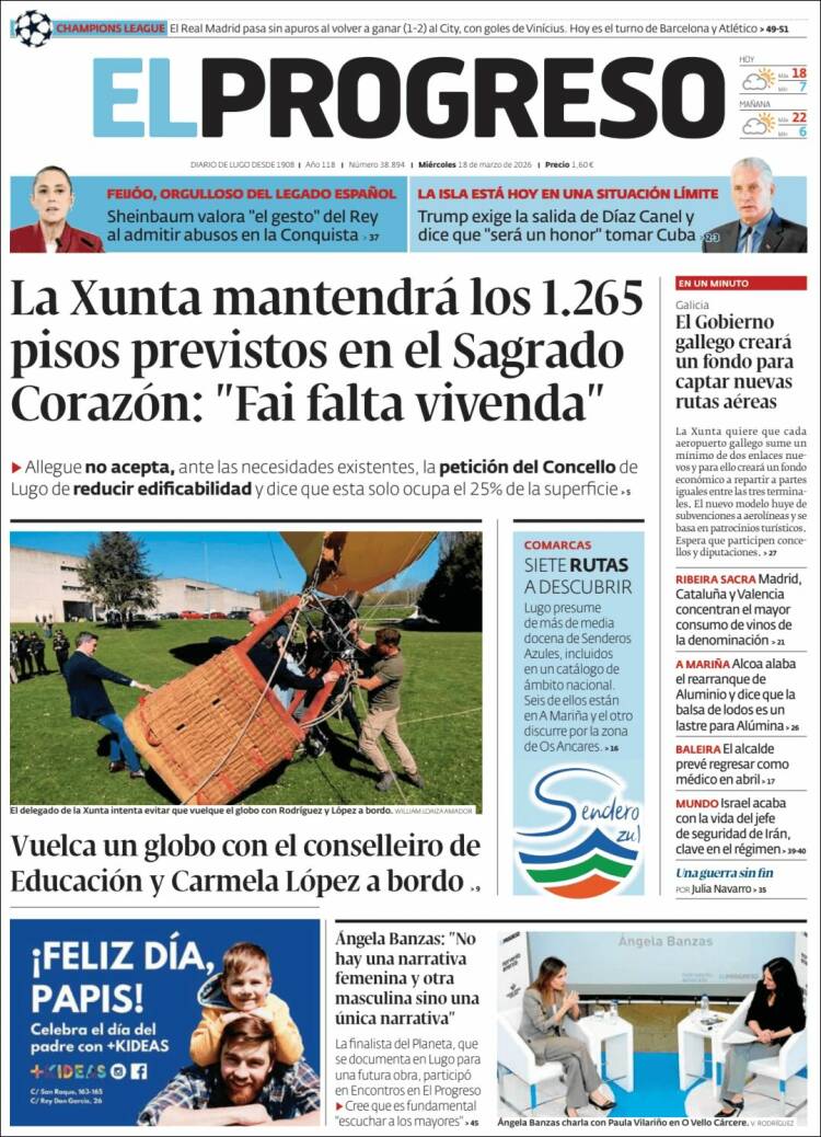 Portada de El Progreso (Espa&ntilde;a)