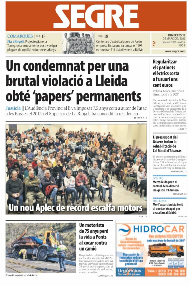 Portada de Segre (Espa&ntilde;a)