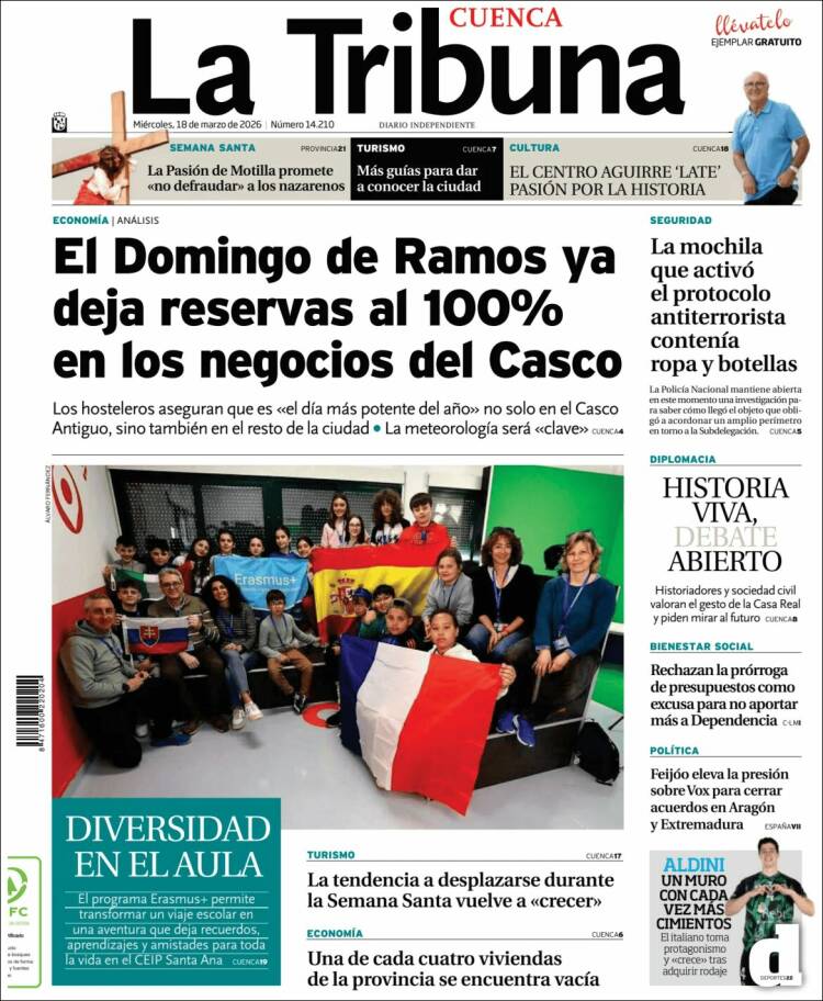 Portada de La Tribuna de Cuenca (Espa&ntilde;a)