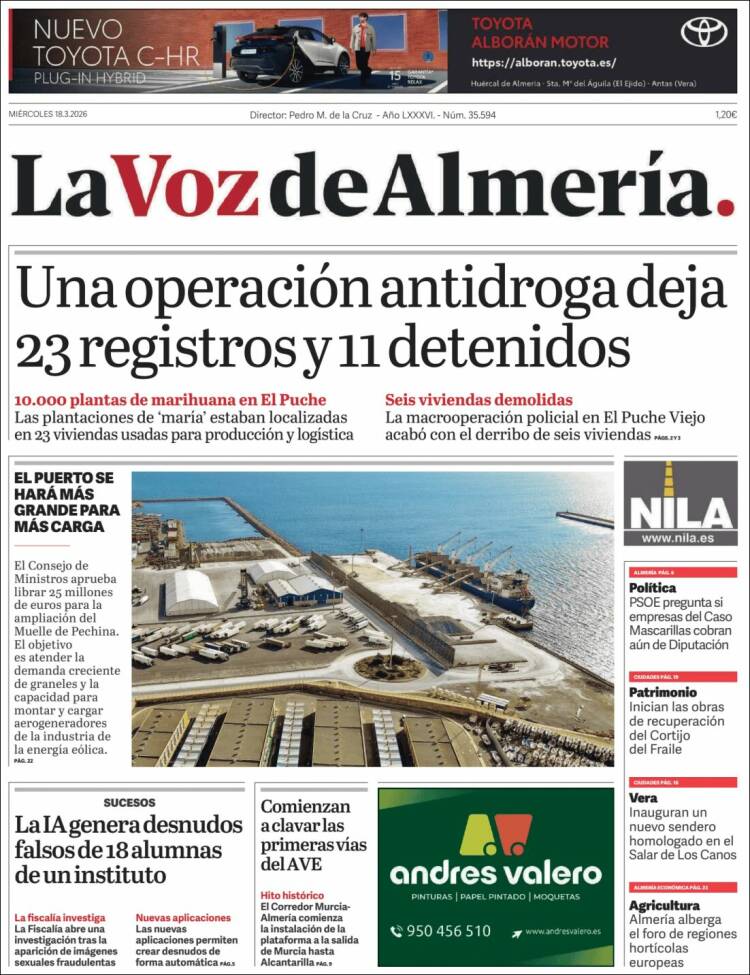 Portada de La Voz de Almería (Espa&ntilde;a)