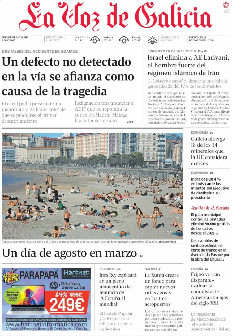 Portada de La Voz de Galicia (Espa&ntilde;a)