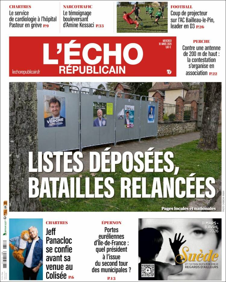 Portada de L'Echo Républicain (Francia)