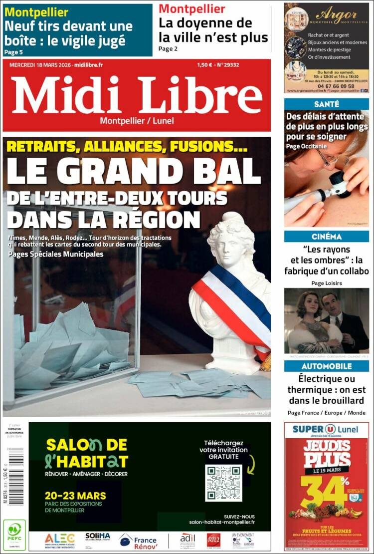 Portada de Midi Libre (Francia)