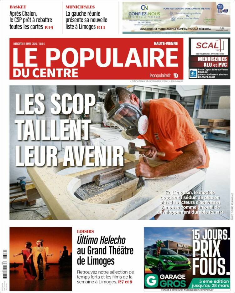 Portada de Le Populaire du Centre (Francia)