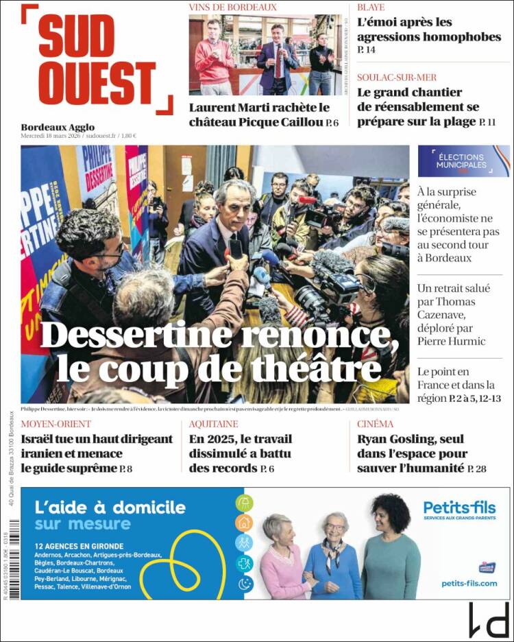 Portada de Sud Ouest (Francia)