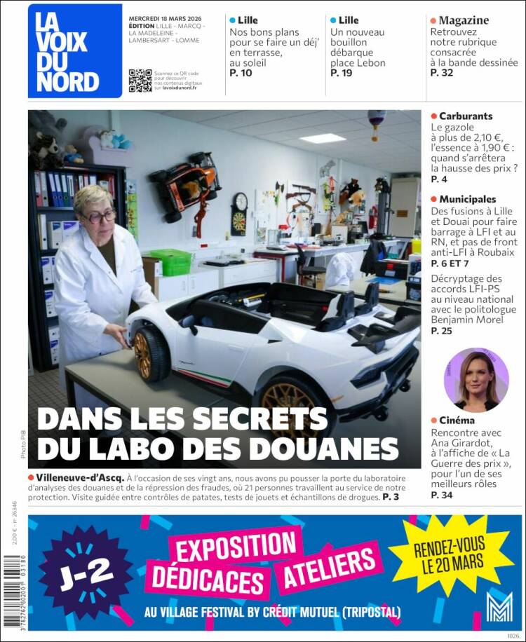 Portada de La Voix du Nord (Francia)