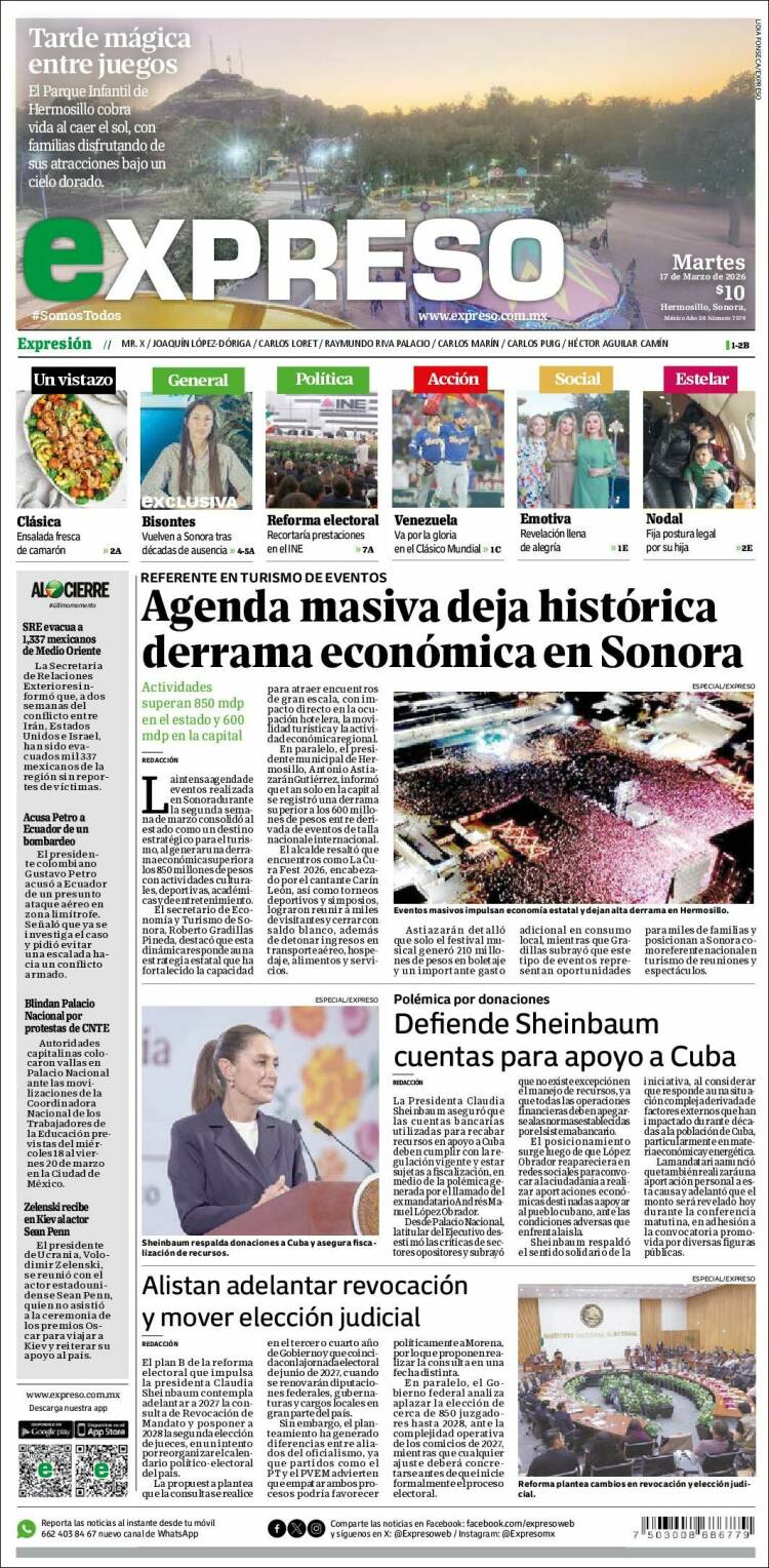 Portada de Expreso (M&eacute;xico)