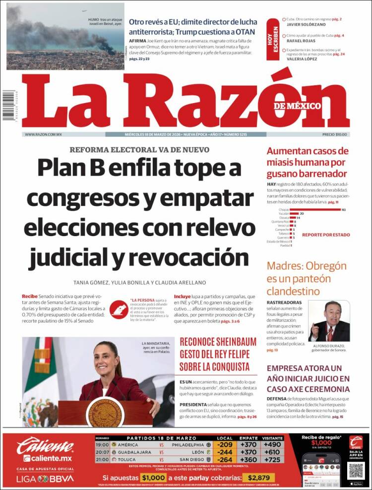 Portada de La Razón (M&eacute;xico)